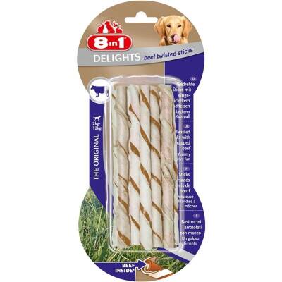 8in1 Delights Beef Twisted Sticks Biftekli Burgu Köpek Ödül Kemiği 10'lu 55 G - 1