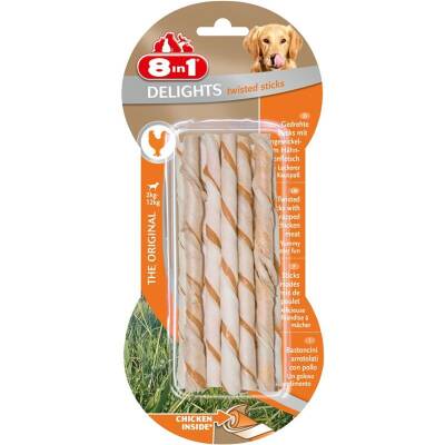 8in1 Delights Twisted Sticks Tavuklu Köpek Ağız Bakım Çubuğu 10'lu 55 G - 1