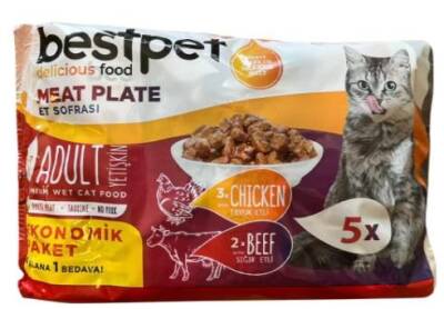 Bestpet Etli Çeşitler Ecopack Yetişkin Kedi Konservesi 4 Adet +1 Adet Hediyeli - 1