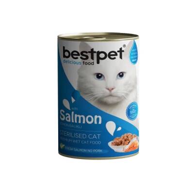 Bestpet Somonlu Kısırlaştırılmış Konserve Yetişkin Kedi Maması 400 G - 1