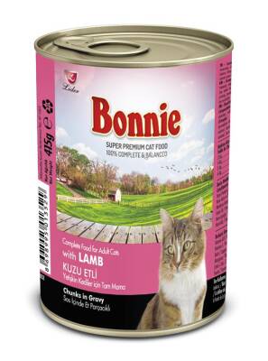 Bonnie Sos İçinde Parçacıklı Kuzu Etli Yetişkin Kedi Konserve Maması 400 Gr - 1