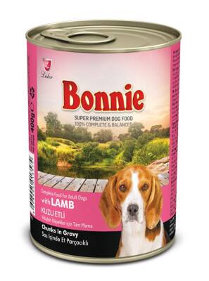 Bonnie Sos İçinde Parçacıklı Kuzu Etli Yetişkin Köpek Konserve Maması 400 Gr - 1