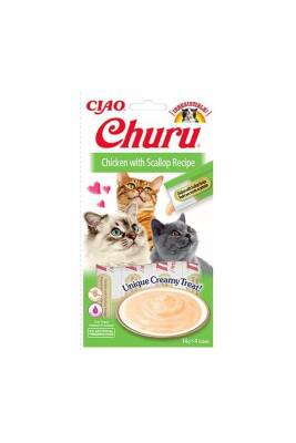 Ciao Churu Cream Tavuklu ve Deniz Taraklı Krema Sıvı Kedi Ödülü 4*14gr - 1