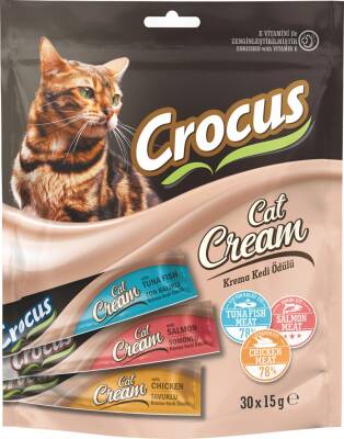 Crocus Çoklu Tavuklu & Ton Balıklı & Somonlu Krema Kedi Ödülü 30x15g - 1