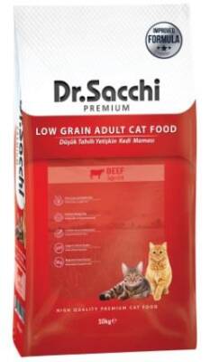 Dr. Sacchi Premium Düşük Tahıllı Sığır Etli Yetişkin Kedi Maması 10 Kg - 1