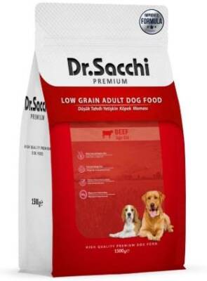 Dr. Sacchi Premium Düşük Tahıllı Sığır Etli Yetişkin Köpek Maması 1,5 Kg - 1