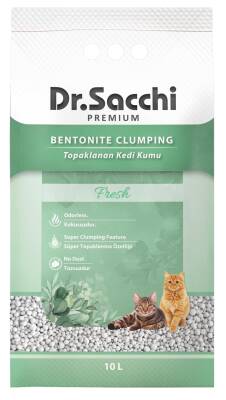 Dr.Sacchi Fresh Kokusuz Topaklanan Bentonit Kedi Kumu 10 Lt - 1