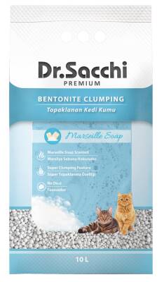 Dr.Sacchi Marsilya Sabunu Kokulu Topaklaşan Bentonit Kedi Kumu 10 Lt - 1