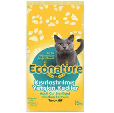 Econature Sterilised Tavuklu Kısırlaştırılmış Yetişkin Kedi Maması 15 KG - 1