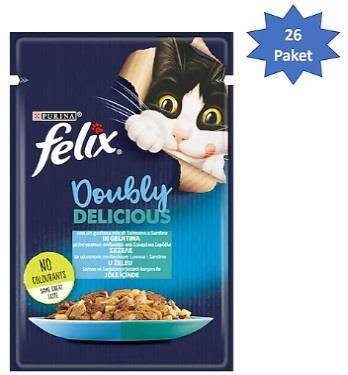 Felix Çifte Lezzet Somonlu ve Sardalyalı Kedi Konservesi 85 gr 26 Adet - 1