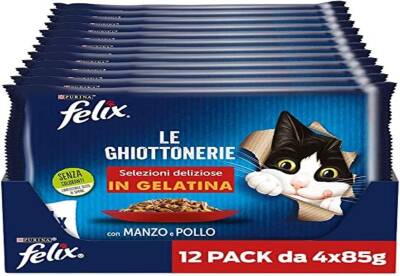 Felix Multipack Sığır ve Tavuk Etli Yetişkin Yaş Kedi Maması 85 gr 4 Adet X 12 - 1