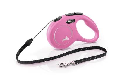 Flexi New Classic İp Otomatik Köpek Gezdirme Tasması Pembe S 5 Metre - 1