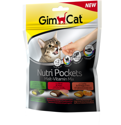 GimCat Nutripockets Kedi Ödülü Malt&Multivitamin 150Gr - 1