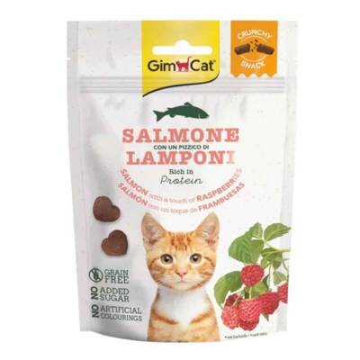 Gimcat Somonlu ve Ahududulu Tahılsız Şekersiz Çıtır Kedi Ödül Maması 60gr - 1