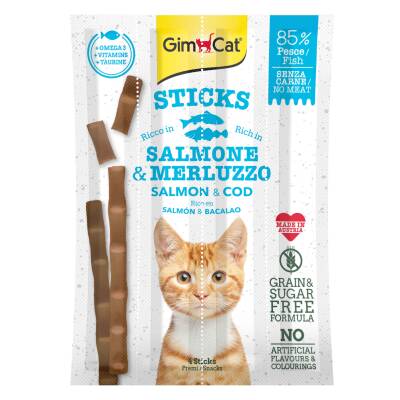 GimCat Sticks Somon Morina Tahılsız Ödül Çubukları 4'lü 20 Gr - 1