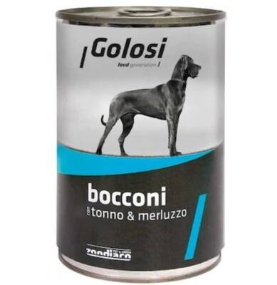 Golosi Bocconi Ton Balıklı ve Morina Balıklı Konserve Yetişkin Köpek Maması 400 G - 1