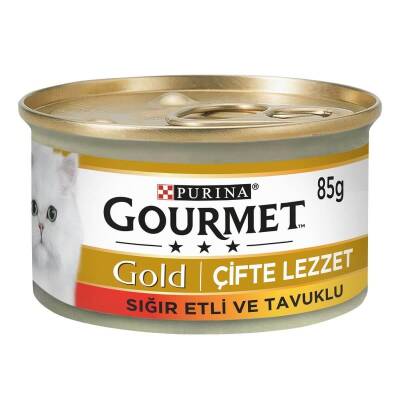 Gourmet Gold Sığır Etli ve Tavuklu Konserve Yetişkin Kedi Maması 85 G - 1