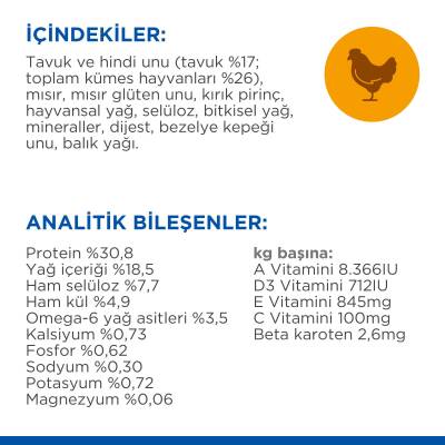 Hill's SCIENCE PLAN Tüy Yumağı Önleyici Mükemmel Tüyler İçin Tavuklu Kedi Maması 1.5kg - 3