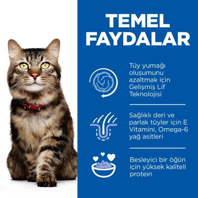 Hill's SCIENCE PLAN Tüy Yumağı Önleyici Mükemmel Tüyler İçin Tavuklu Kedi Maması 1.5kg - 4