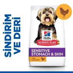 Hill's SCIENCE PLAN Hassas Mide & Deri Yetişkin Küçük ve Mini Irk Tavuklu Köpek Maması 1.5kg - 1