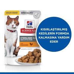 Hill's SCIENCE PLAN Kısırlaştırılmış Yetişkin Tavuklu Kedi Pouch 12x85 g - 2