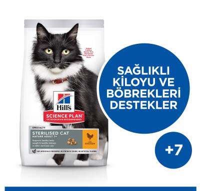 Hill's SCIENCE PLAN Kısırlaştırılmış +7 Yaşlı Tavuklu Kedi Maması 1.5 kg - 2