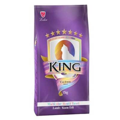 King Multicolor Renkli Taneli Kuzu Etli Yetişkin Kedi Maması 15 kg - 1