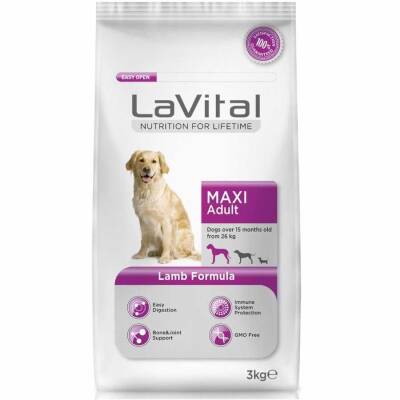 La Vital Maxi Adult Kuzu Etli Büyük Irk Yetişkin Köpek Maması 3 KG - 1