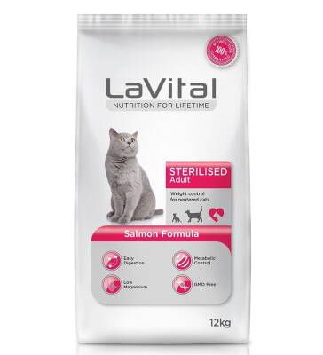 La Vital Sterilesed Somonlu Kısırlaştırılmış Yetişkin Kedi Maması 12 KG - 1