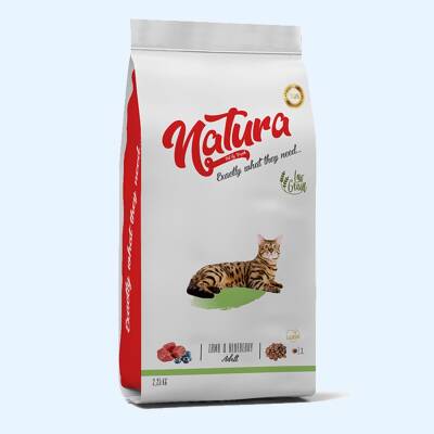 Natura Premium Kuzu Etli Yaban Mersinli Düşük Tahıllı Yetişkin Kedi Maması 2.25 Kg - 1