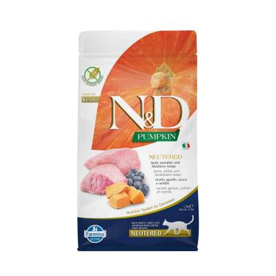 N&D Balkabaklı Kuzu Etli Yaban Mersinli Tahılsız Kısır Kedi Maması 1.5 Kg - 1