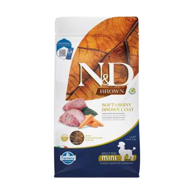 N&D BROWN Kuzu, Patates, Havuç Ve Spirulinalı Küçük Irk Yetişkin Köpek Maması 2kg - 1