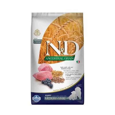 N&D Düşük Tahıllı Kuzu Etli Yaban Mersinli Orta Irk Yavru Köpek Maması 2.5 Kg - 1