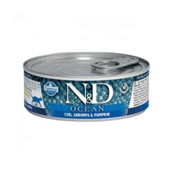 N&D Ocean Morina Balıklı Karidesli Balkabaklı Yetişkin Kedi Konservesi 80 Gr - 1