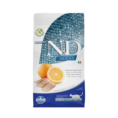 N&D Ocean Tahılsız Ringa Balıklı Portakallı Yetişkin Kedi Maması 1,5 Kg - 1