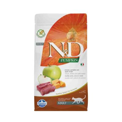 N&D Pumpkin Tahılsız Geyik Etli Bal Kabaklı ve Elmalı Yetişkin Kedi Maması 1.5 Kg - 1