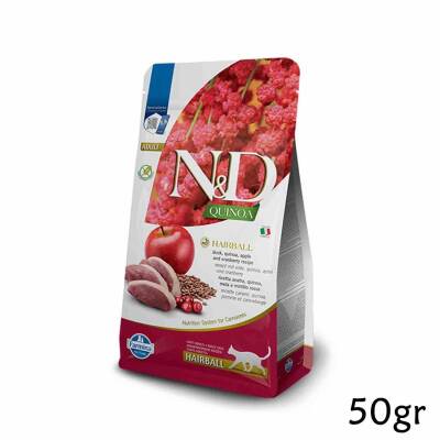 N&D Quinoa Ördekli Kinoalı Elmalı ve Kızılcıklı Tahılsız Yetişkin Kedi Maması Deneme Boy 50gr - 1