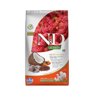 N&D Quinoa Skin Coat Tahılsız Tüy Bakım Ringa Balıklı Yetişkin Köpek Maması 2,5 Kg - 1