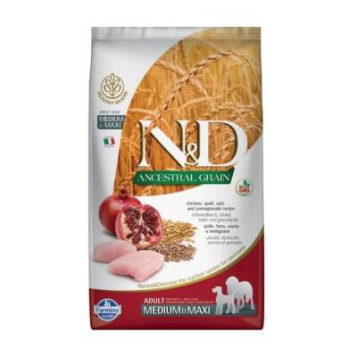 N&D Tavuklu ve Narlı Düşük Tahıllı Orta ve Büyük Irk Yetişkin Köpek Maması 12 KG - 1