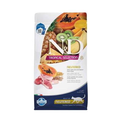 N&D Tropical Selection Düşük Tahıllı Kuzu Etli ve Tropikal Meyveli Kısırlaştırılmış Kedi Maması 1,5kg - 1