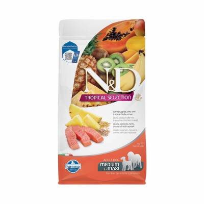 N&D Tropical Selection Düşük Tahıllı Somonlu ve Tropikal Meyveli Orta ve Büyük Irk Yetişkin Köpek Maması 2kg - 1