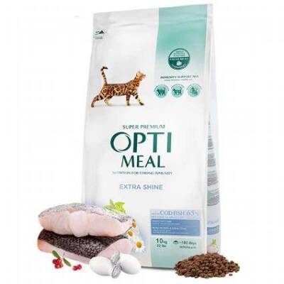 Optimeal Extra Shine Morina Balıklı Probiyotik İçerikli Yetişkin Kedi Maması 10 Kg - 1