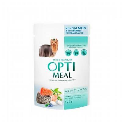 Optimeal Probiyotik İçerikli Somon Balıklı Yaban Mersinli Yaş Küçük Irk Yetişkin Köpek Maması 85 Gr - 1