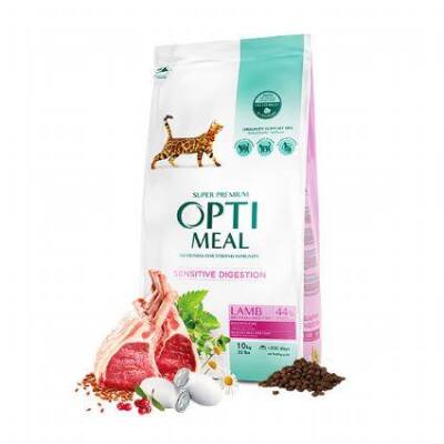 Optimeal Super Premium Sensitive Digestion Hassas mide Ve Deri Yapısına Sahip Kuzu Etli Kedi Maması 10 Kg - 1