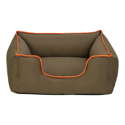 Pet Comfort Alpha Kedi ve Köpek Yatağı Haki w Turuncu Biye S 60x50cm - 1