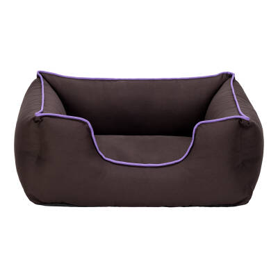 Pet Comfort Alpha Kedi ve Köpek Yatağı Kahverengi w Mor Biye S 60x50cm - 1