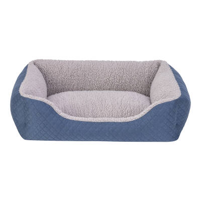 Pet Comfort Bravo Duo Kedi ve Köpek Yatağı Mavi/Gri Peluş S 55x45cm - 1