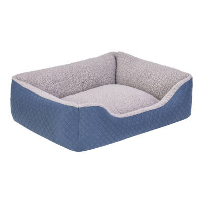 Pet Comfort Bravo Duo Kedi ve Köpek Yatağı Mavi/Gri Peluş S 55x45cm - 2