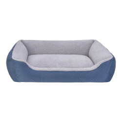 Pet Comfort Bravo Duo Köpek Yatağı Mavi/Gri Peluş L 90x70cm - 1