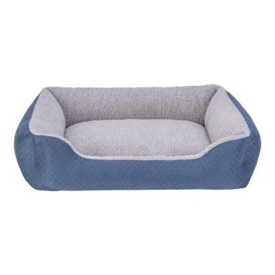 Pet Comfort Bravo Duo Köpek Yatağı Mavi/Gri Peluş M 75x60cm - 1